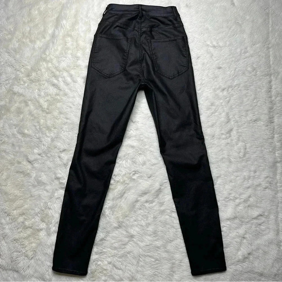 H&M Curvy Jeggings Ultra High Waist Ankle Black Coated Size 4 - Picture 13 of 16